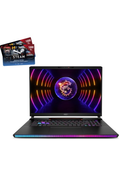 MSI RAIDER GE78HX 13VH-037TR Intel Core i9 13950HX 64GB 2TB SSD RTX4080 Windows 11 Home 17" QHD+ 240Hz Taşınabilir Bilgisayar