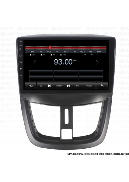 Peugeot 207 Android Multimedya Carplay Navigasyon Ekran - 8gb RAM+128 GB HDD - Myway