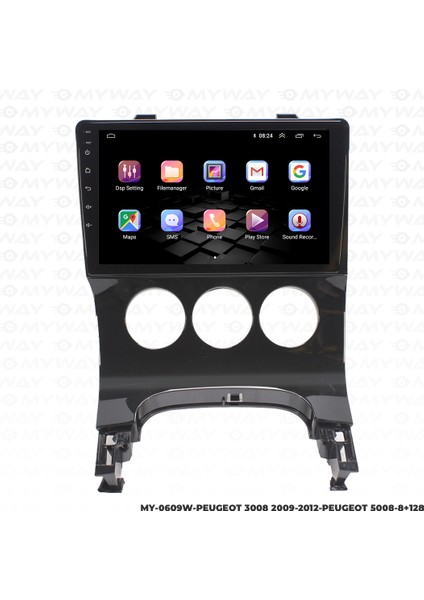 Peugeot 5008 Android Multimedya Carplay Navigasyon Ekran - 8gb RAM+128 GB HDD - Myway
