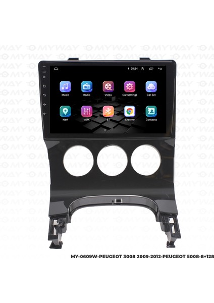 Peugeot 5008 Android Multimedya Carplay Navigasyon Ekran - 8gb RAM+128 GB HDD - Myway