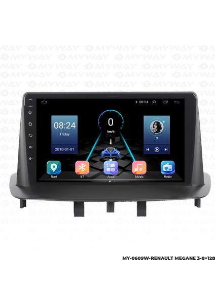 Renault Megane 3 Android Multimedya Carplay Navigasyon Ekran - 8gb RAM+128 GB HDD - Myway