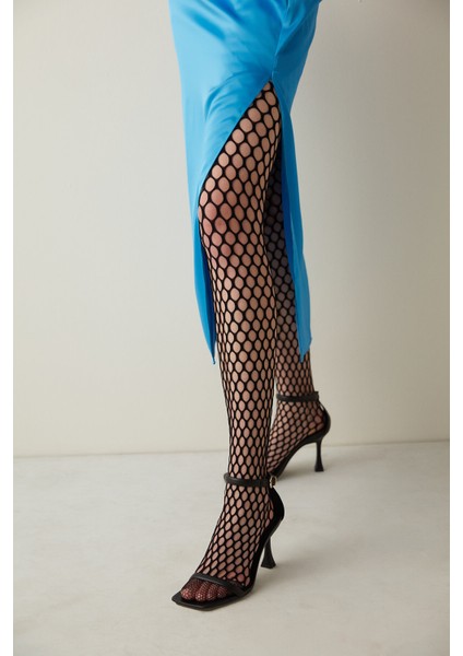 Siyah File Külotlu Çorap