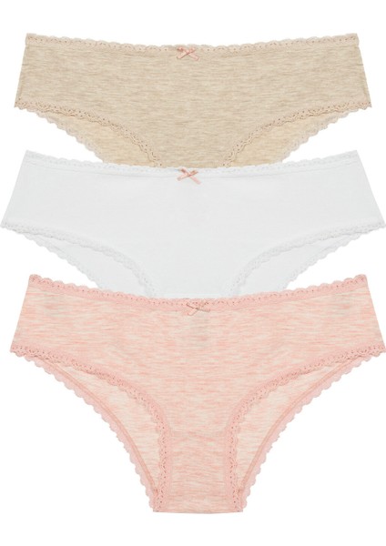 Daily Lace 3lü Bej Slip Külot