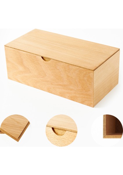150X300X115 mm Geçme Kapaklı Kayın Kutu