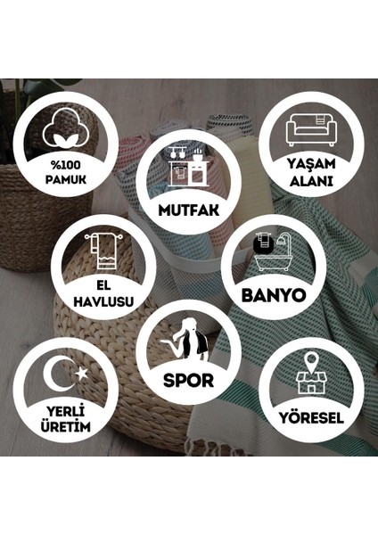 Geleneksel Havlu Pamuk Kumaş Kurulama Bezi Peşkir 1 Adet Frezya - SARIED-335