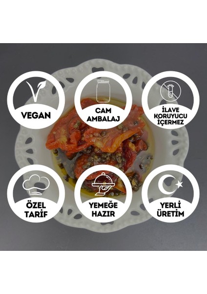 Ev Yapımı Naturel Sızma Zeytinyağlı Bilye Dağ Kekikli Kahvaltılık Kuru Domates Cam KAVANOZ-500 Gr. fiyatları