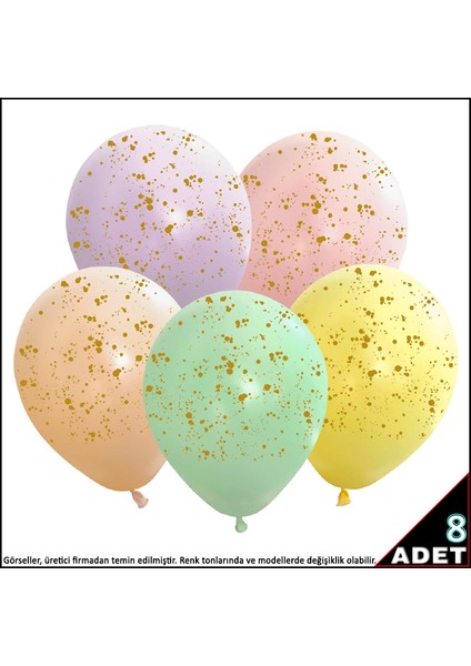Sıçrama Desen Baskılı Makaron Balon, 30CM x 8 Adet