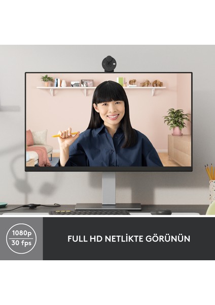 BRIO 300 Full HD 1080p Gizlilik Kapaklı Mikrofonlu Web Kamerası - Siyah