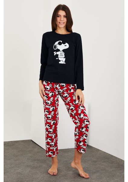 Baskılı Uzun Kol Pijama Takım