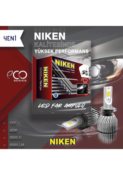 H9 led xenon far ampulü seti niken eco 8000lm