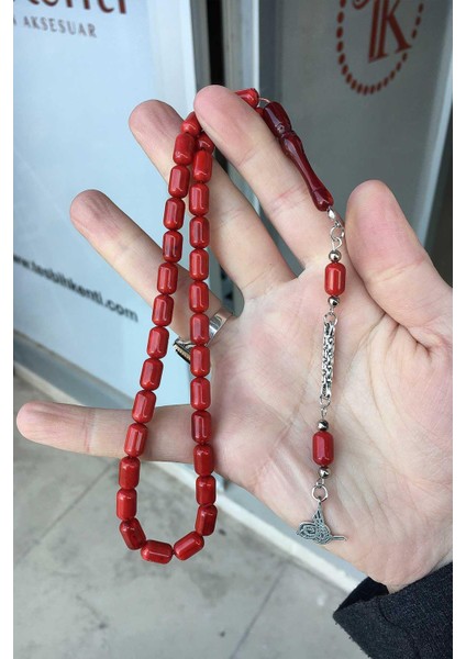 Güzel Çekimli Kapsül Bordo Renk Erkek İçin Tesbih