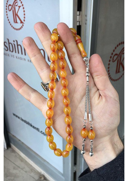 Zar Rengi Çift Püsküllü Toz Kehribar Tesbih fiyatları