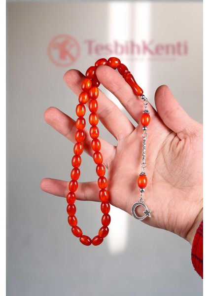 Yarım Kapsül Kırmızı Tonda Toz Kehribar Tesbih fiyatları