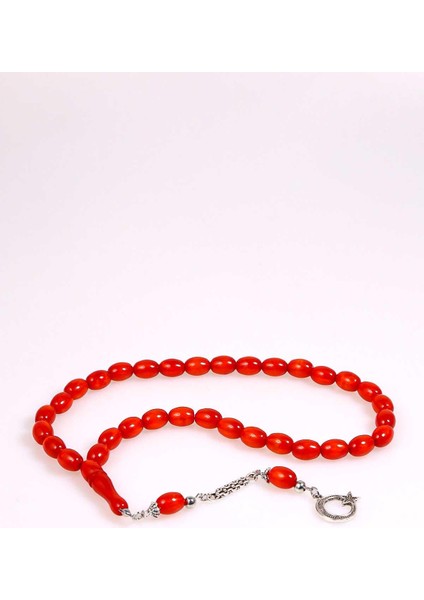 Yarım Kapsül Kırmızı Tonda Toz Kehribar Tesbih modelleri