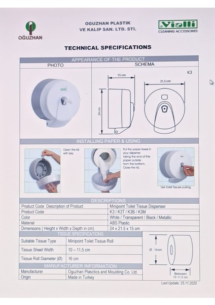 VİALLİ K3 MİNİPOİNT İÇTEN ÇEKMELİ WC KAĞIT DİSPENSERİ - BEYAZ fiyatları