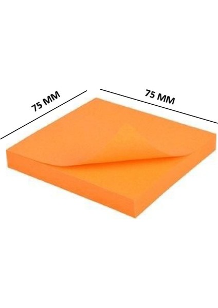 10 Adet Postit 75MM X75MM Yapışkanlı Kağıt 80 Yaprak Turuncu