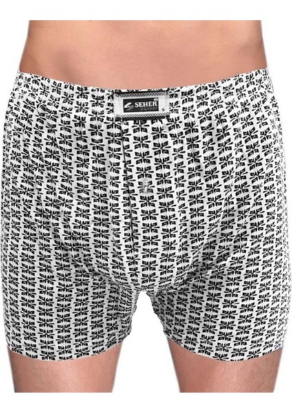 Erkek Gri 3 Adet Pamuklu Desenli Boxer 0007 4262