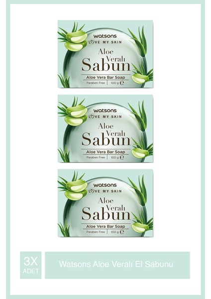 Aloe Veralı Katı Sabun 100g X3 Adet