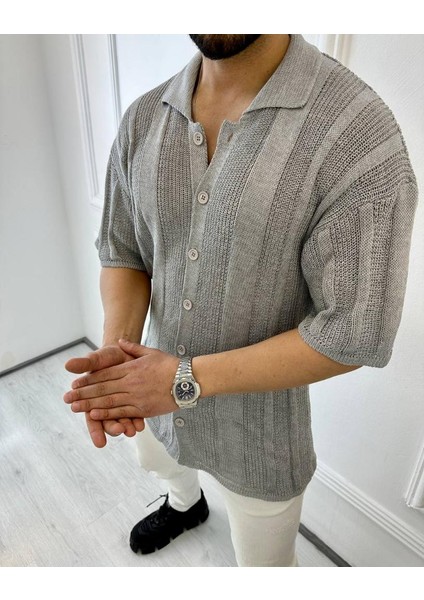 Gömlek Örme Triko Gömlek Nefes Alabilen Terletmez Oversize Bol Kesim Salaş Gömlek