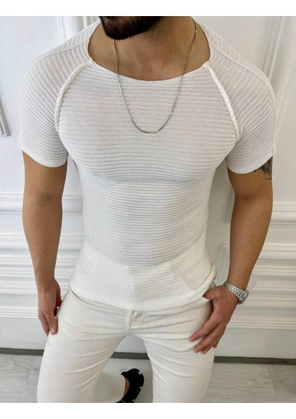 Tişört Örme Triko Tişört Nefes Alabilen Terletmez Slim Fit Dar Kesim T-Shirt