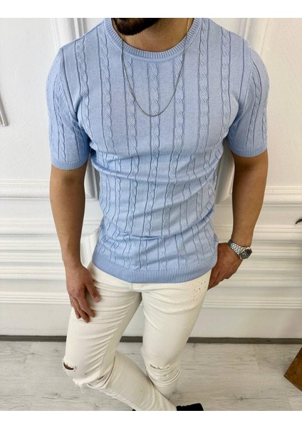 Tişört Örme Triko Tişört Nefes Alabilen Terletmez Slim Fit Dar Kesim T-Shirt