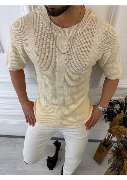 Tişört Örme Triko Tişört Nefes Alabilen Terletmez Oversize Bol Kesim Salaş T-Shirt TISORT2893 modelleri