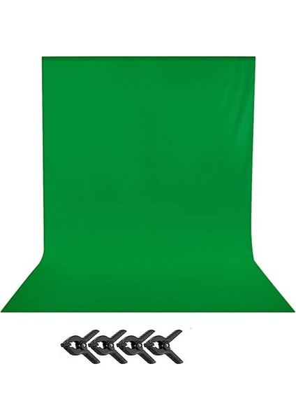 AA Plus Green Screen Yeşil Fon Perde Chromakey Greenbox 2X4M +4 Adet Mandal