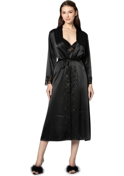 4370 Ikili Saten Gecelik - Sabahlık Takımı