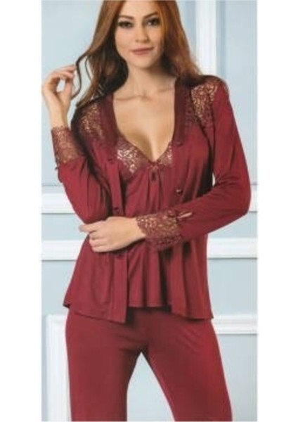 Bordo 5625 6 Lı Penye Gecelik Takım