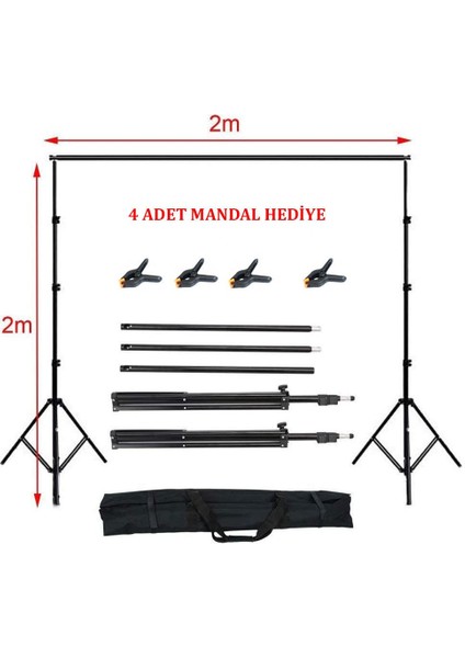 Fon Standı Background Stand 2X2M + 4 Mandal