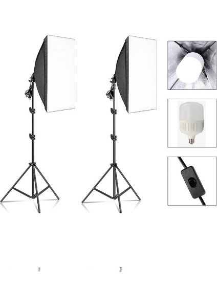 Ikili Softbox Seti 50X70 Cm Lambalı Toplam 9000 Lümen fiyatları