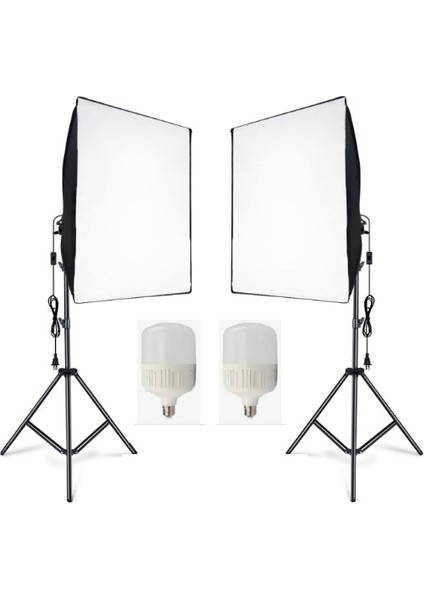 Ikili Softbox Seti 50X70 Cm Lambalı Toplam 9000 Lümen modelleri