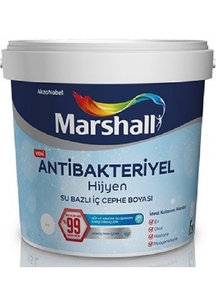 Antibakteriyel Hijyen Silinebilir Duvar Boyası 2.5 Lt + Marshall Tavan Boyası 3.5 kg + Izmir Fırça Duvar Boyama Seti