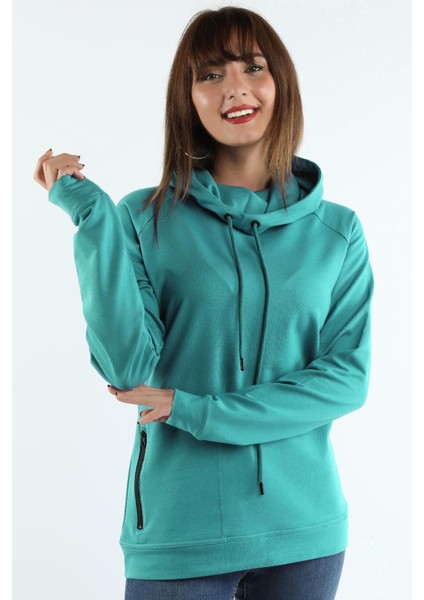 Kadın Kapüşonlu Sweatshirt Mint