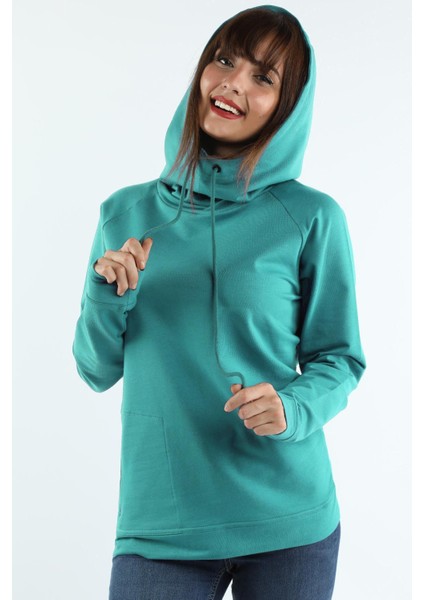 Kadın Kapüşonlu Sweatshirt Mint fırsatları