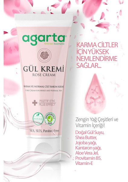 Doğal Cilt Nemlendirici Gül Kremi 75 ml