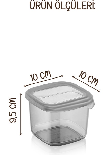 Beyaz Serigrafi Etiketli Kaşıklı 6lı 0,55 Litre Peggy Kare Erzak Saklama Kabı Antrasit indirimleri