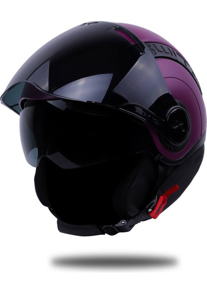 Sx.10 Mat Mor Kask Siyah Cam