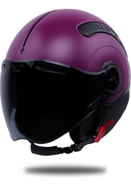 Sx.10 Mat Mor Kask Siyah Cam
