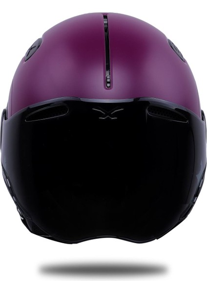 Sx.10 Mat Mor Kask Siyah Cam