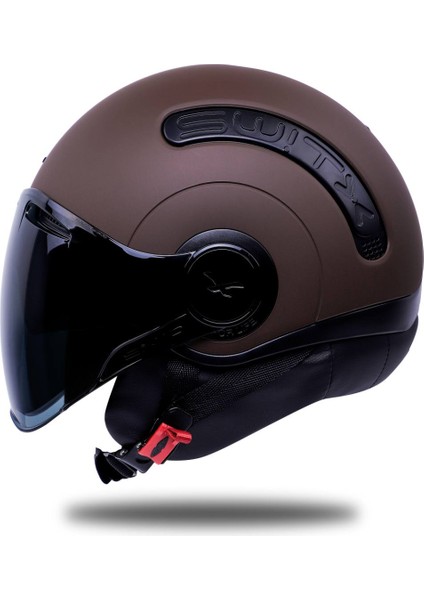 Sx.10 Mat Kahverengi Kask Siyah Cam