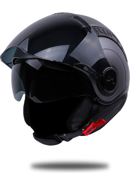 Sx.10 Mat Tıtanıum Kask Siyah Cam