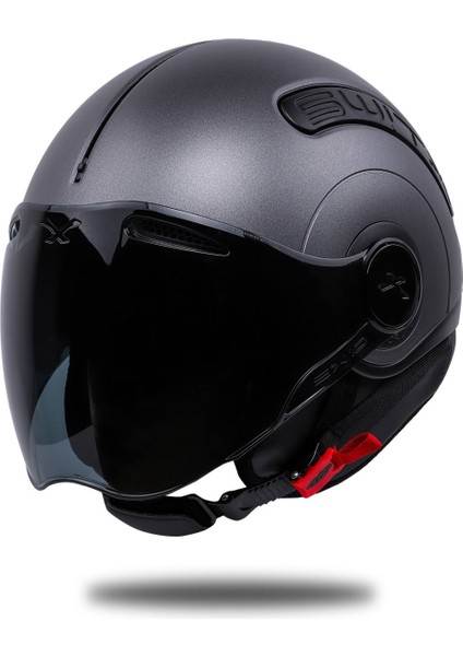 Sx.10 Mat Tıtanıum Kask Siyah Cam