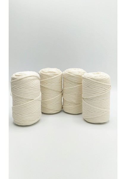 Ekru 1 kg Makrome Tarama Ipi Pamuk 3.0 / 3.5 mm 4X250 gr