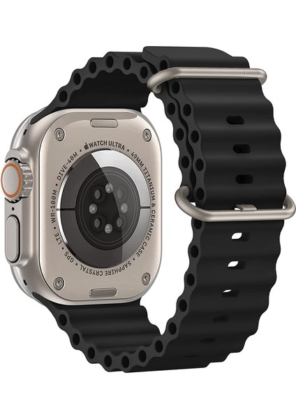 Apple Watch ile Uyumlu Seri 9/8/7/6/se/5/4/3 Okyanus Silikon Kordon 45/44/42MM ve 41/40/38MM ile Uyumlu