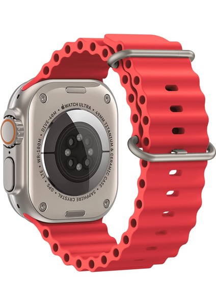 Apple Watch ile Uyumlu Seri 10/9/8/7/6/se/5/4/3 Okyanus Silikon Kordon 46/45/44/42MM ve 41/40/38MM ile Uyumlu