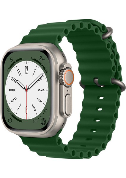 Apple Watch ile Uyumlu Seri 10/9/8/7/6/se/5/4/3 Okyanus Silikon Kordon 46/45/44/42MM ve 41/40/38MM ile Uyumlu