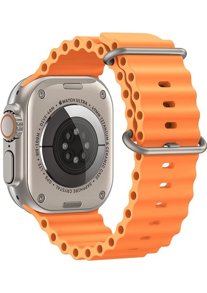 Apple Watch ile Uyumlu Seri 9/8/7/6/se/5/4/3 Okyanus Silikon Kordon 45/44/42MM ve 41/40/38MM ile Uyumlu