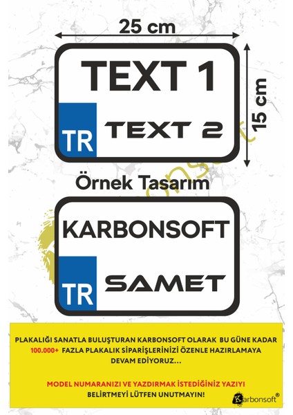 Karbon Soft Kişiye Özel  Ahşap Dekor Plaka, Bisiklet Plaka, Isimli Plaka, Cam Önü Plakası, Aksesuar Plaka