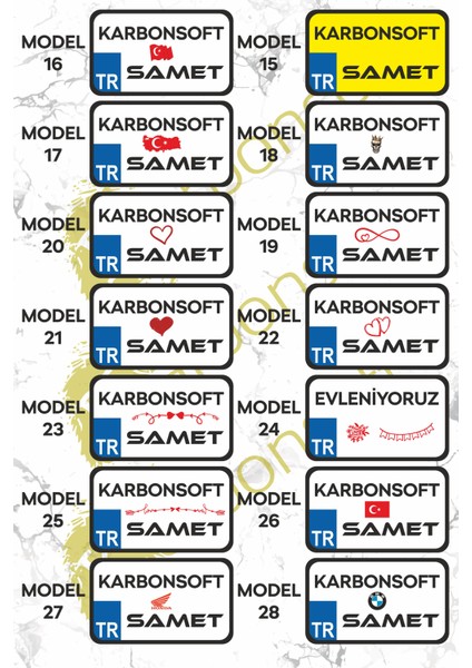 Karbon Soft Kişiye Özel  Ahşap Dekor Plaka, Bisiklet Plaka, Isimli Plaka, Cam Önü Plakası, Aksesuar Plaka